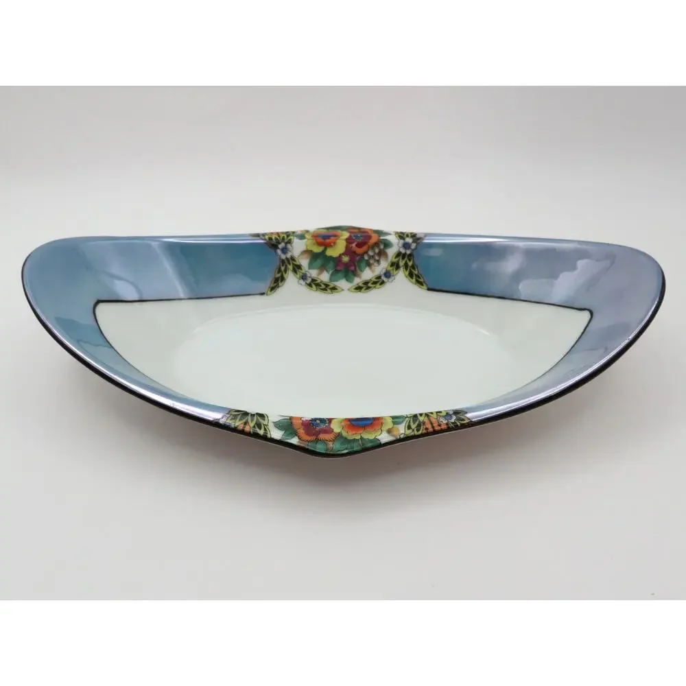 Antique Noritake M Wreath Relish Celery Dish Hand Painted Japan Art Deco Floral